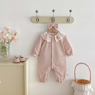 Knitted Strawberry Lace Jumpsuit Set