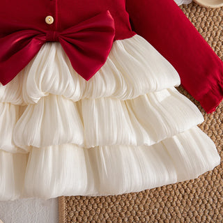 Ruffle Bow Christmas Dress