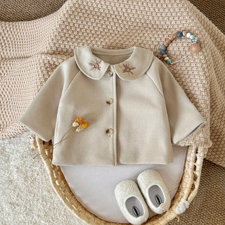 Embroidery Collar Woolen Coat