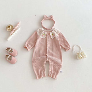 Knitted Strawberry Lace Jumpsuit Set