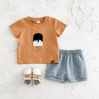 Baby 2Pcs Baby Clothes Ice cream Patchwork Hot Selling Casual T-Shirts+Shorts Boy Girl Infant Sets Toddler Summer Kids Clothes - RYAN AND REMI
