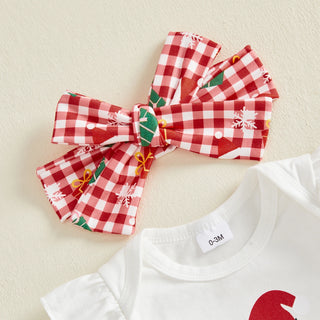 4 Pcs Christmas Romper Shorts Set