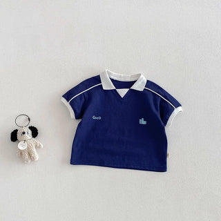 MILANCEL New Summer Kids Polo Shirt 9M-5T Color Blocking Boys Sweatshirt Loose Korean Version Girls T-shirt Children Clothes Top - RYAN AND REMI