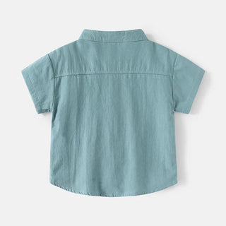 Basic White Shirts for Boys Clothes Summer 100Cotton Short Sleeve Kids Tops 2025 Toddler Boy Shirt Blue Children 2 to 8 Years - RYAN AND REMI