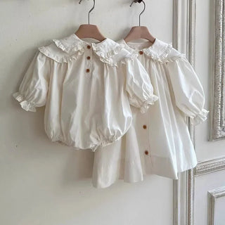 2026 Spring New Children Long Sleeve Casual Dress Cotton Girls Cute Loose Puff Sleeve Dress Toddler Cardigan Dress Kids Clothes - RYAN AND REMI