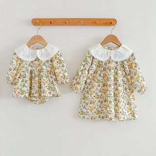Lace Collar Paisly Sister Outfit