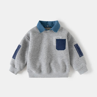 Denim Collar Sweatshirt