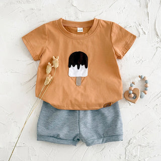Baby 2Pcs Baby Clothes Ice cream Patchwork Hot Selling Casual T-Shirts+Shorts Boy Girl Infant Sets Toddler Summer Kids Clothes - RYAN AND REMI