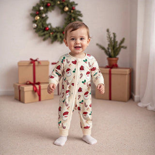 Christmas Print Zip Jumpsuit