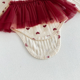 Heart Print Tutu Bodysuit