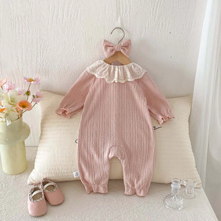 Knitted Strawberry Lace Jumpsuit Set