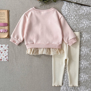 Bow Lace Hem Pants Set - RYAN AND REMI