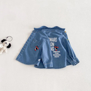 Children's Denim Shirt 2026 New Spring Boys' Fashionable Embroidered Penguin Shirt Baby Korean Version Spring Top - RYAN AND REMI