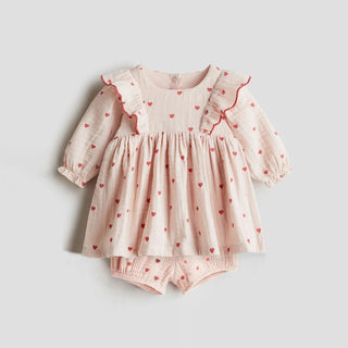 Cute Organic Cotton Clothes Suits for Newborn Spring Summer Printed Long Sleeve Top + Shorts Toddler Girl Outfits - RYAN AND REMI