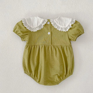 Floral Stitch Collar Romper - RYAN AND REMI