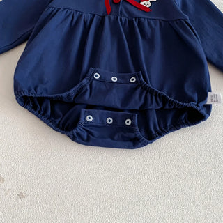 0-2Y Newborn Baby Sailor Style Bodysuit Cute Bunny Embroidery One Pieces Infant Girls Long Sleeve Clothes Jumpsuit - RYAN AND REMI