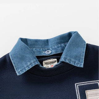 Denim Collar Sweatshirt