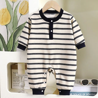 Casual Round Neck Striped Jumpsuit - RYAN AND REMI