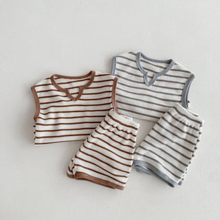 Vintage Striped Tee And Shorts - RYAN AND REMI