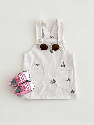 Flower Embroidery Suspender Dress - RYAN AND REMI