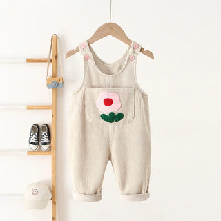 Corduroy Flower Overalls Jumpsuit - RYAN AND REMI