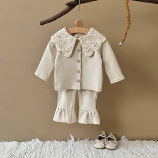 Large Lace Collar Cardigan Set - RYAN AND REMI