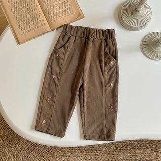 Floral Side Corduroy Pants - RYAN AND REMI