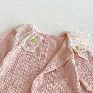 Knitted Strawberry Lace Jumpsuit Set