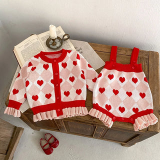 Heart Ruffle Knitted Set