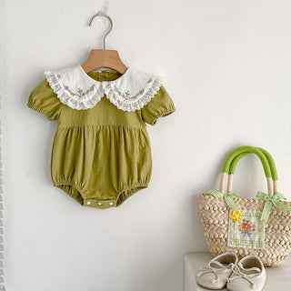 Floral Stitch Collar Romper - RYAN AND REMI