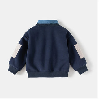 Denim Collar Sweatshirt