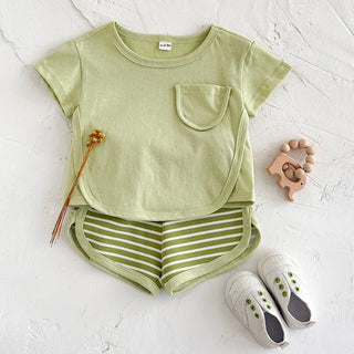 Baby Boy Korean Version Summer Short Sleeved Set Children Outfit Baby Casual Thin Shorts - RYAN AND REMI