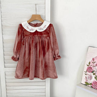 Doll Collar Velvet Dress
