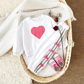 Baby Girl Clothes Toddler Sets Cotton Love Sweatshirt Long Sleeve Top+Bow Pants Spring Newborn Kids Clothing Infant Outfit Suits - RYAN AND REMI
