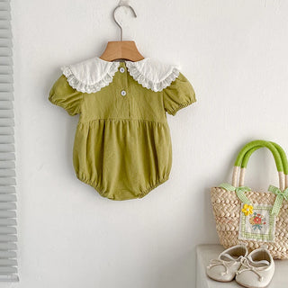 Floral Stitch Collar Romper - RYAN AND REMI