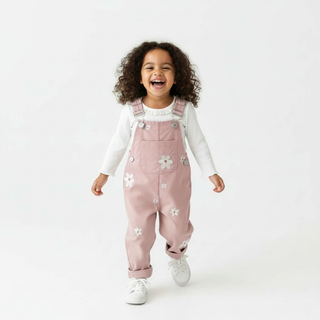 Embroidered Floral Dungaree Jumpsuit