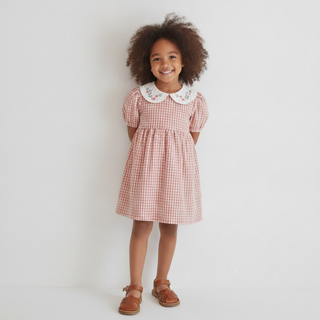Sister Floral Plaid Romper Dress